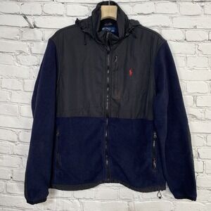 Vintage 90s Polo Ralph Lauren Polartec Denali Fleece Jacket Size L Black Blue